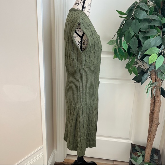 Mandee Cable Knit Bat Sleeve Duster Cardigan Green Sz L - Picture 8 of 16